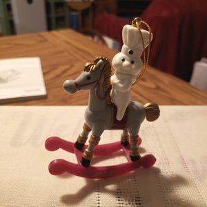 Vintage 1999 Pillsbury Dough Boy on Rocking Horse Ornament